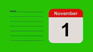 Green Screen Animation of Calendar Date of November 1 2025
