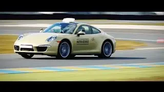 Taking the driving test on a race track