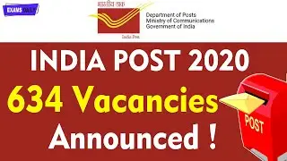10th Pass || Postal Circle Recruitment 2020 || 634 Vacancies || india post notification 2020