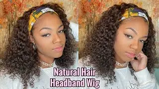 Give Your Edges A Break!! | Dark Brown Curly Headband Wig | Wequeen
