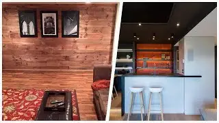 75 Orange Medium Tone Wood Floor Basement Design Ideas You'll Love ♡