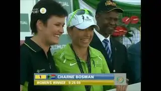 Women's Comrades winner Cherne Bosman collects her cool R290k cheque. #2016Comrades
