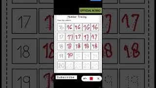 Number tracing 16-20