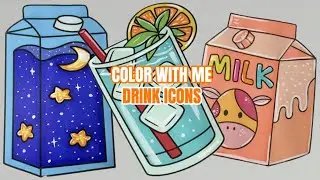 Color With Me 🥤 Drink Icons | Relaxing ASMR Coloring (2x Speed)