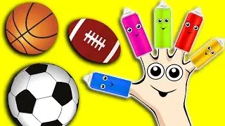 SPORTS BALLS Finger Family 3D Surprise Eggs Indoor Playground | Color Songs For Kids Nursery Rhymes