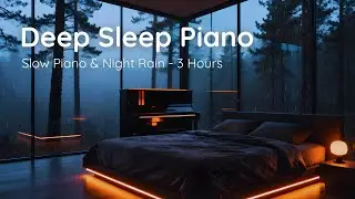 3 Hours Slow Piano & Rain for Overnight Sleep | Rainy Night Piano