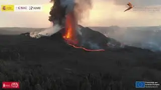 30/11/21 Vuelo de la tarde, aproximación desde el E, mirador del Jable, al cono Erupción La Palma
