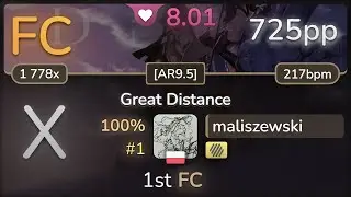 8.0⭐ maliszewski | ryo feat. chelly - Great Distance [AR9.5] +HD SS (#1 725pp FC) - osu!