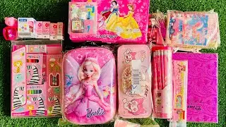 pink stationery collection, pink pencil case, pen collection, pencil collection, eraser, pink toy 💗