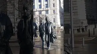 Beatles statue by River Mersey Liverpool UK 11.30 am 18 Jan 2024