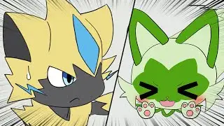 The result that Sprigatito jumped to Zeraora... | Pok&eacute;mon Animation