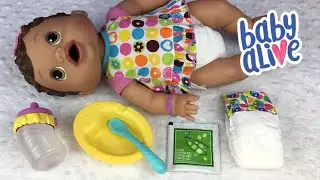 Feeding BABY ALIVE Changing Time Baby Olivia Peas Doll Food