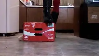 Walking and tapping in black leather boots (no talking)