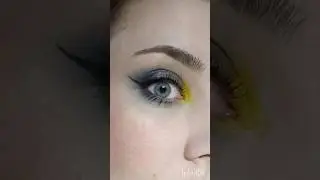 Dark grey smokey and bright yellow inner corner #makeup #smokey #contrast