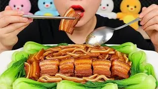 ASMR Braised Pork Belly And Pork Ear | Bok Choy Chili Rice Mobbing |  #mukbang#porkbelly#braisedpork
