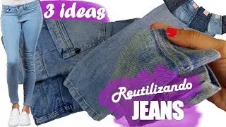 3 IDEAS FÁCILES RECICLANDO VAQUEROS O JEANS - PASO A PASO