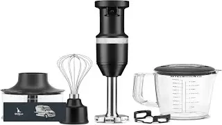 KitchenAid Variable Speed Corded Hand Blender with Accessories Black Matte KHBV83BM