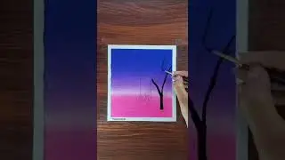 a girl sitting in a cradle night scenery drawing with oil pastel #shorts #tutorial