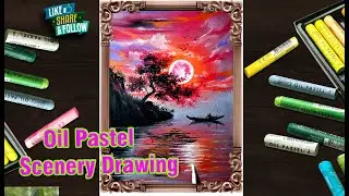 Easy Oil Pastel Tricks: How to Draw a Mystery Red Island #art #viralvideo #scenerydrawing