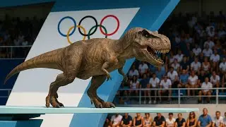 When a T-Rex Competes in Olympic Diving  #JurassicOlympics”
