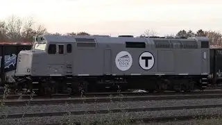MBTA passes Rolling Stock Solutions F40PH in Middleboro, MA - 11/2024