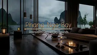 Rainstorm Relaxation Sounds | Modern Oceanfront Living Room | Phang Nga Bay, Thailand