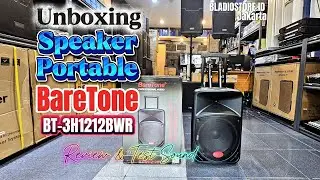 Portable Wireless Speaker BARETONE BT-3H1212BWR | 12 Inch Bahan Fiber