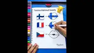 Different lips flag||🇫🇮+🇫🇷+🇨🇿#shorts #motivation #flag #lips #art #drawing