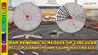Bar Bending Schedule of RCC Water Tank Circular Top Slab in Excel | BBS of Circular Slab in Urdu