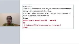 Unix - Linux Shell Scripting -Select statement