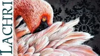 How to blend prismacolor colored pencils with paint thinner- flamingo tutorial by Lachri