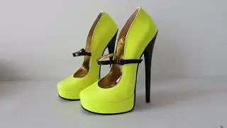 Sorbern 20cm Mary Jane Neon Yellow Pump Shoes Women Stilettos Platform Fetish Unisex