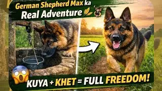 German Shepherd First Walk at Farm| Real Village Adventure🐕🌾 