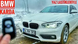 YAZ LASTİKLİ BMW KARLI DAĞA TIRMANIŞ | BMW 1.16d | ARKADAN İTİŞ ARA&Ccedil; KAYDI | ZEVKLİ VİDEO
