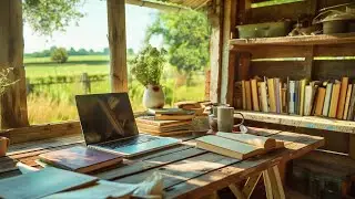 Simple and Calmful Workspace in the Country House Ambience for Home office work and study