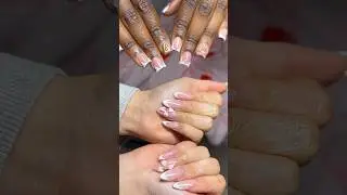 First time doing two people at one time🎀✨#nails #minimaldesign #explorepage