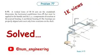 A vertical force of 80 lb acts on the crankshaft. Determine the horizontal