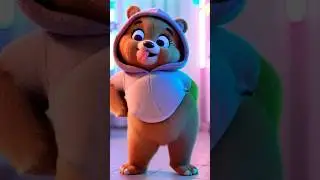 Big Meme Bear 🐻✨ | Neon Vibes Dance | Funny Cartoon Shorts