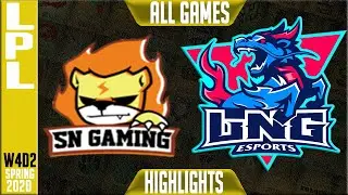 SN vs LNG Highlights ALL GAMES | LPL Spring 2020 W4D2 | Suning vs LNG Esports