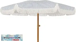 AMMSUN 7ft Patio Umbrella with Fringe Outdoor Tassel Umbrella UPF50+ Premium Steel