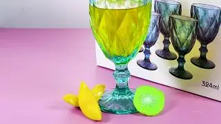Garbo solid color glass stemware with color box packing