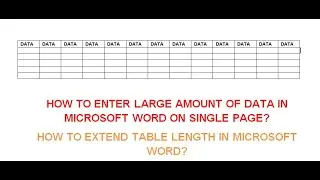 How to extend table length in word | How to enter large amount of data on single page Microsoft word