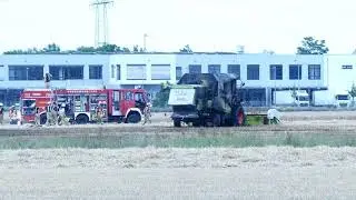 M&auml;hdrescherbrand - 1 Verletzter in Wesseling-Keldenich am 26.06.20