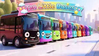 Ten Little Buses | 10 Little Buses&ndash;Nursery Rhyme & Kids Songs | Counting Rhymes 123@WonderScoobykidz