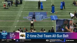Frank Gore watching his son Frank Gore Jr doing on field workouts with RBs 2024 NFL Combine ❤️