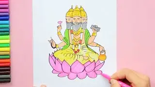 How to draw Lord Brahma