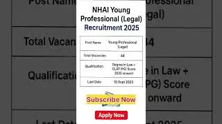 NHAI Young Professional Legal Recruitment 2025💥 #shorts #nhaijobs