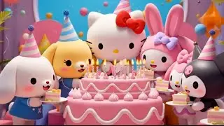 Happy Song for Kids and Baby | Hello Kitty Birthday Party Dance & Sing With Sanrio Friends 🎂✨