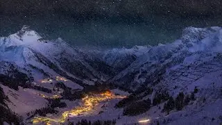 10 HOURS Snowstorm in the Mountains ❄️ | Night Village Ambience | Deep Sleep | 4K
