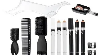 DUAIU 12Pcs Beard Shaper Tool Kit for Men Grooming, White Black Barber Pencil for Lineup Edging with